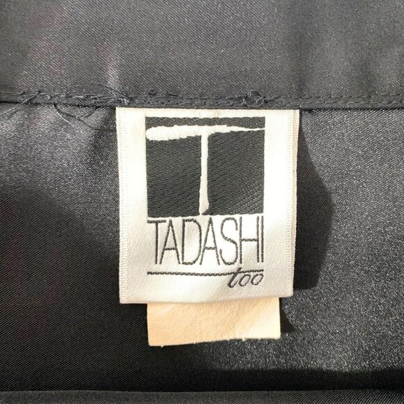 TADASHI TOO VINTAGE 90S BLACK SATIN TRAIN LONG FORMAL EVENING FULL SKIRT- 18Q - Picture 5 of 9